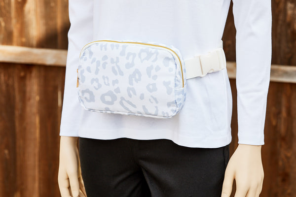 Adjustable Belt Bag - White Leopard
