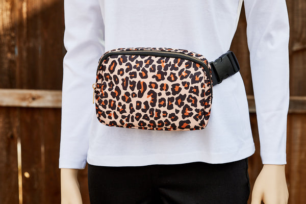 Adjustable Belt Bag - Leopard Large Print